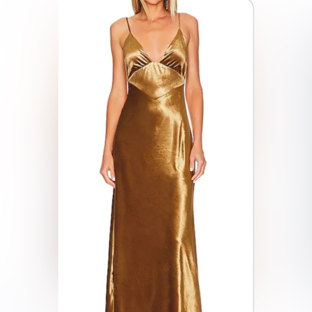 Bardot Capri Velour Slip Dress- Marigold